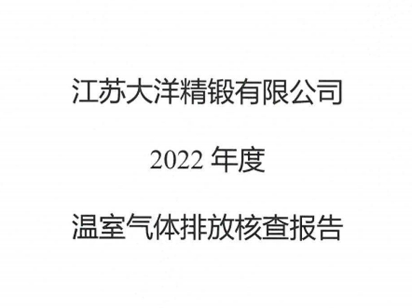 江蘇大洋精鍛有限公司-2022年度碳核查報(bào)告